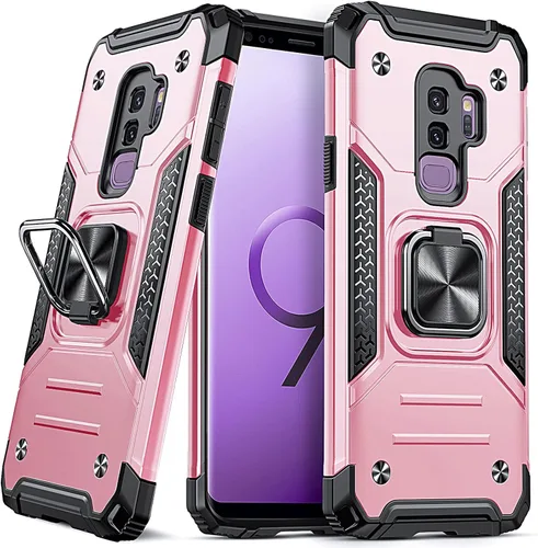 Vista 96 de DASFOND Diseñada para funda Galaxy S8 con soporte, anillo metálico giratorio mejorado de 360°, soporte kickstand de grado militar, resistente a