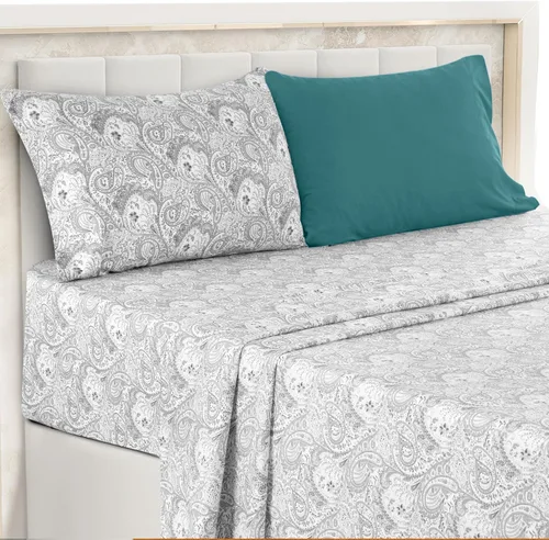 Vista 20 de LDC LUX Décor Colección - Juego de sábanas para cama de tamaño individual con estampado de cachemira – 4 piezas de sábanas de microfibra ultra