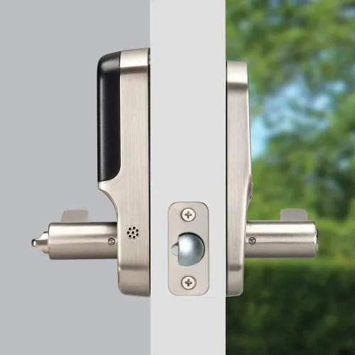 Vista 3 de Yale Assure - Manija electrónica de puerta con pantalla táctil, teclado no conectado de níquel satinado que proporciona entrada sin llave con código