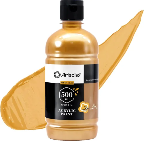 Vista 32 de Artecho Juego de pintura acrílica de 12 colores en envases grandes (500ml/17oz), pintura para manualidades artísticas para suministros de arte