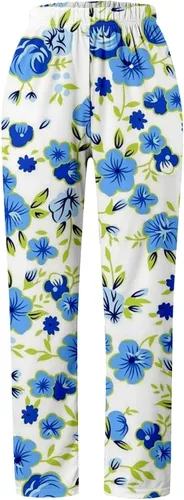 Vista 2 de Lroplie Pantalones casuales para mujer, modernos y ligeros, de cintura alta, casuales, cintura elástica, pierna ancha, con bolsillos