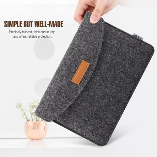 Vista 4 de MoKo Bolsa de 7-8 Pulgadas, Funda Protectora de Feltro para Tablet Portátil Compatible con iPad Mini (A17 Pro) 8.3" 2024, iPad Mini 6/5/4/3/2/1, Gris