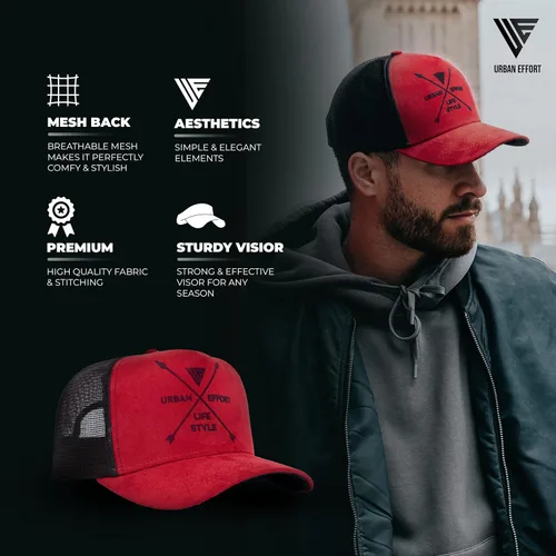 Vista 32 de Urban Effort Gorra trasera de malla, para hombres y mujeres, gorra de béisbol de 5 paneles, gran cierre a presión para caza y senderismo