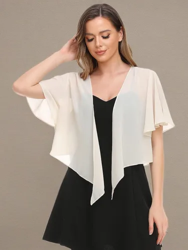 Vista 7 de Bolero de Gasa para Mujer Chal Envolvente de Frente Abierto con Lazo Top Cárdigan para Vestido de Noche