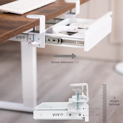 Vista 6 de VIVO DESK-AC03C-W - Cajón deslizante extraíble de 16 pulgadas sin carcasa para escritorio de oficina, organizador de almacenamiento para estación