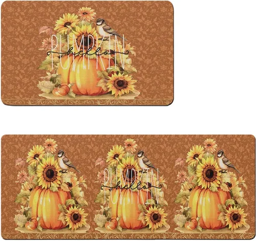 Vista 6 de Tapete de baño retro con diseño de calabaza para bañera, antideslizante, secado rápido y absorbente, tierra de diatomeas, fregadero de cocina