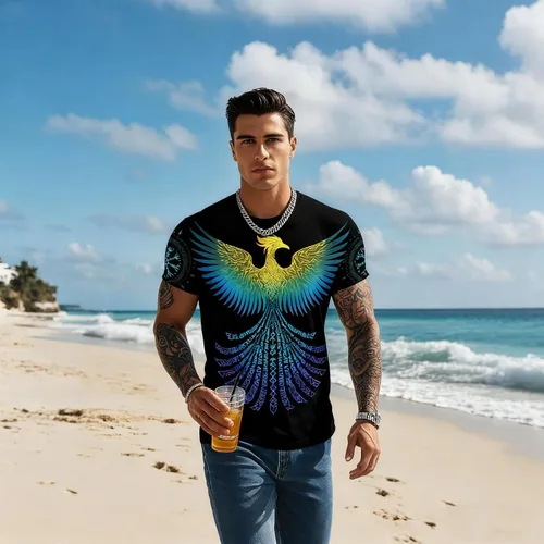 Vista 4 de ENLACHIC Camiseta Vikings para hombre, novedad con estampado 3D de mitología nórdica