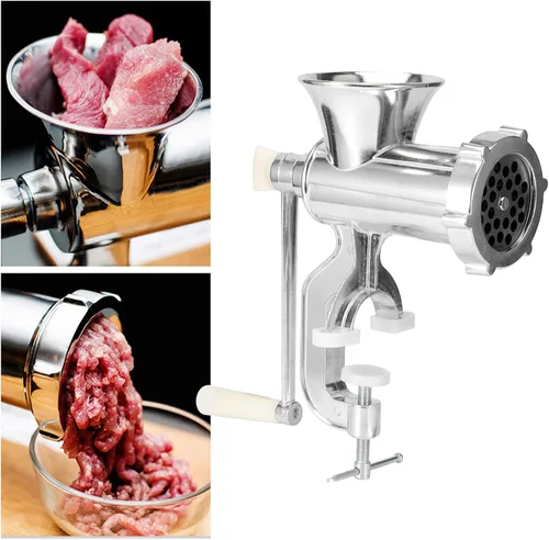Vista 6 de Picadora manual de carne, multifunción de aleación de aluminio, picadora de carne, picadora de salchichas, herramienta de cocina manual para uso
