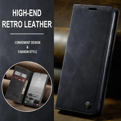 Vista 6 de Funda tipo cartera compatible con Samsung Galaxy S23, de piel sintética, con función atril y tarjetero para Galaxy S23 5G de 6.1 pulgadas (negro)