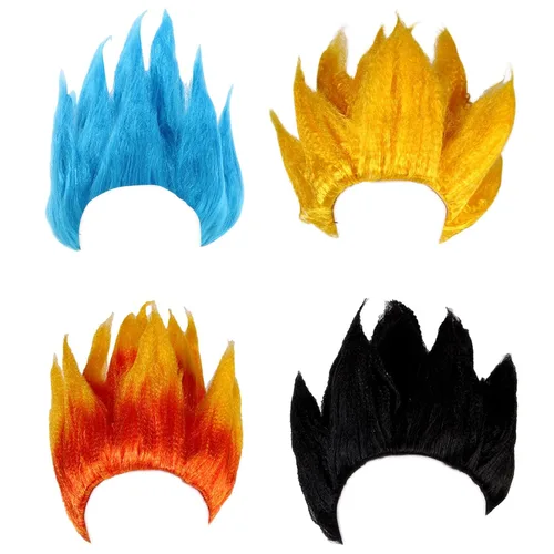 Vista 2 de Peluca de Gokus para niños, con diseño de dragones y bolas Z, peluca de cosplay Super Saiyans Gokus, peluca para fiesta de Halloween, peluca