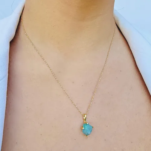 Vista 103 de Juego de joyas de piedras preciosas crudas reales con plata de ley 925 chapada en oro real, collar y aretes de piedra natal, regalo para ella por