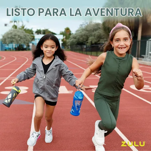 Vista 7 de Botella de agua para niños Zulu, acero inoxidable, con tapa y popote, 12 onzas Azul