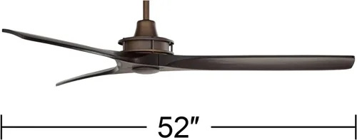 Vista 4 de Casa Vieja Ventilador de techo rústico de 52 pulgadas con 3 aspas para interiores con control remoto, bronce aceitado negro mate, madera maciza