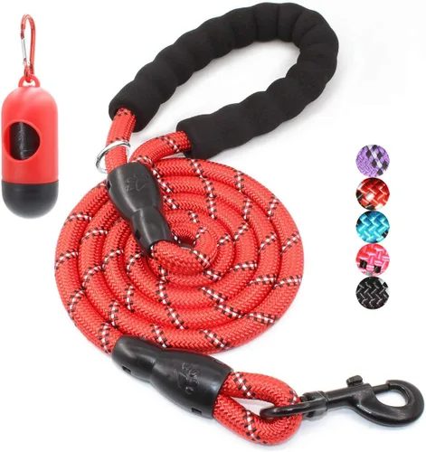 Vista 27 de BAAPET - Correa para perro de 2, 4, 5, 6 pies con mango acolchado cómodo y hilos altamente reflectantes para perros pequeños, medianos y grandes