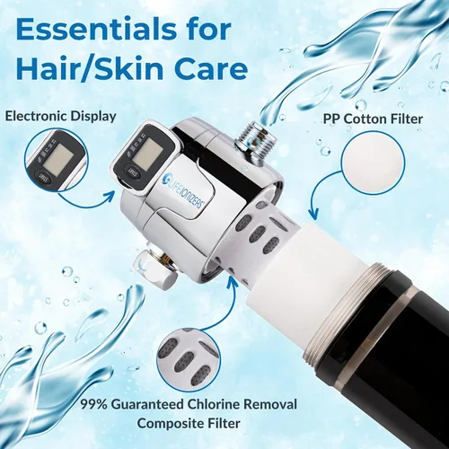 Vista 4 de Life Ionizer El filtro de agua para cabezal de ducha ayuda a eliminar el cloro, filtro de ducha de metales pesados sin cabezal de ducha, filtros