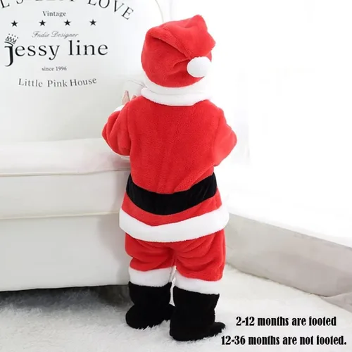Vista 3 de OLLULL Disfraces de Papá Noel para bebé, 4 piezas, unisex, trajes de Navidad para niñas (2-6 meses)