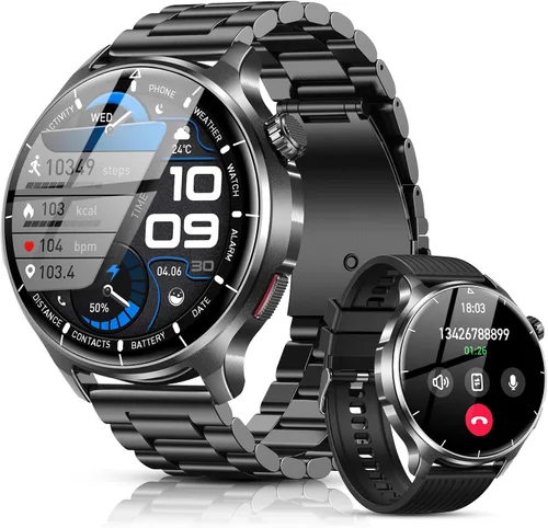 Vista 9 de Reloj inteligente para hombre, monitor de fitness HD de 1.52 pulgadas con presión arterial SpO2, monitor de sueño de frecuencia cardíaca, 110 modos