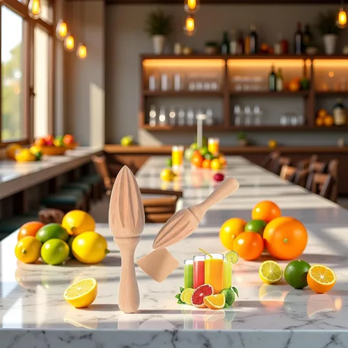 Vista 6 de Exprimidor de cítricos de madera – Escariador manual de mano de limón/naranja Herramienta exprimidora de frutas portátil para el hogar, cafetería