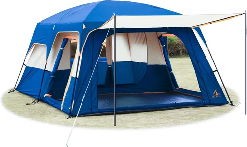 Vista 17 de KTT Extra Large Tent 10-12-14 Person(Style-B),Family Cabin Tents,2 Rooms,3 Doors and 3 Windows with Mesh,Straight Wall,Waterproof,Double Layer,Big