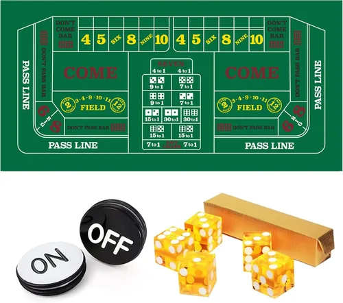 Vista 8 de GSE Games & Sports Expert Juego de mesa de dados de casino. Incluye un fieltro de diseño de dados, 5 dados de casino y un botón de encendido/apagado