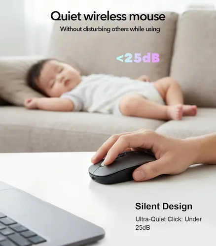 Vista 4 de Ratón inalámbrico AI con traductor de voz a texto y más de 200 idiomas, Bluetooth 5.0 inalámbrico silencioso para MacBook/PC/portátil, USB-C