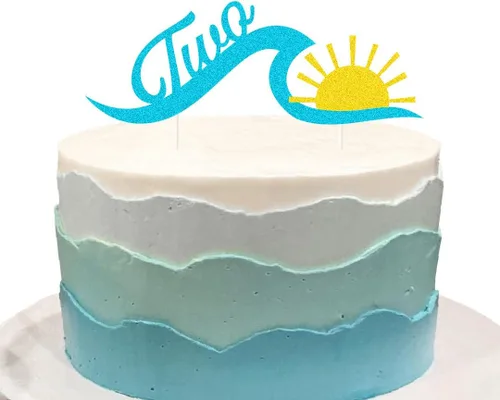 Vista 3 de Wave One - Suministros para fiesta de cumpleaños, decoración de pastel de olas de surf para decoración de fiesta de olas (una)