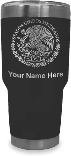 Vista 29 de LaserGram - Vaso personalizado de 20 onzas, bandera de México (negro)