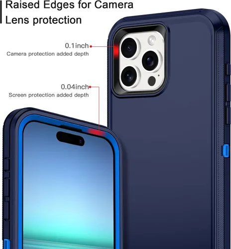 Vista 3 de I-HONVA Funda para iPhone 15 Pro Max con funda de clip para cinturón, a prueba de golpes, a prueba de polvo y caídas, 3 capas, protección de cuerpo