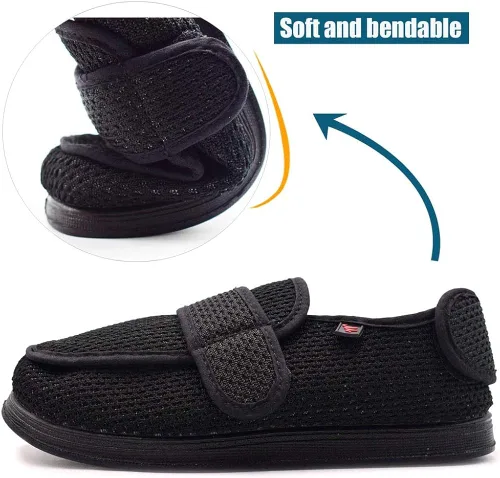 Vista 3 de WLESVAGO - Zapatillas diabéticas para mujer con cierres ajustables para pies hinchados