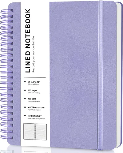 Vista 13 de Cuaderno rayado en espiral, cuaderno en espiral A4, 8.5 x 11 pulgadas, papel grueso de 100 GSM, cuadernos de diario encuadernados en espiral
