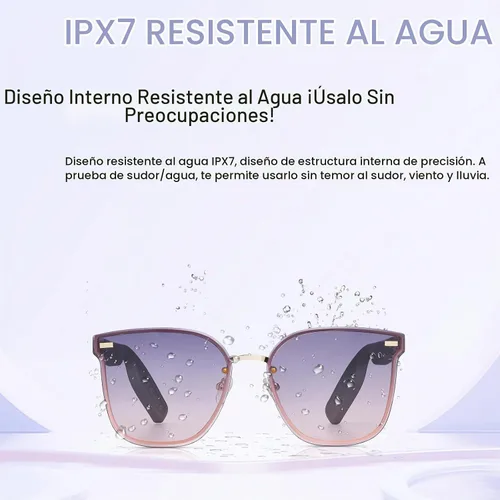 Vista 5 de Gafas Inteligentes para Mujeres IPX7 Impermeables Gafas AI con Traductor 150+ Idiomas Gafas Bluetooth con Altavoz, Auriculares de Oído Abierto