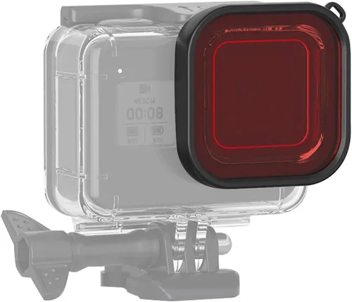 Vista 2 de Estuche de carcasa con filtro de lente de buceo para 8, accesorios de buceo (rojo)