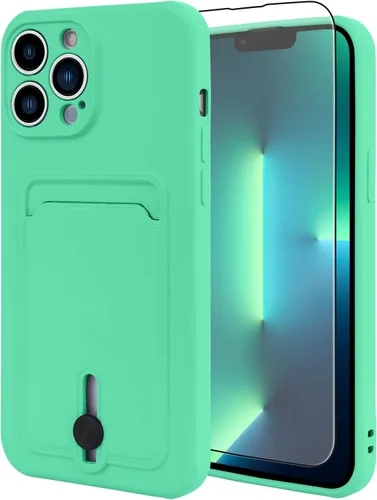 Vista 63 de MZELQ Cartera de TPU Compatible con Funda iPhone 12, Portarjetas Protección de Cámara Cubierta + Protector de Pantalla, Ranura Empujable para Niñas