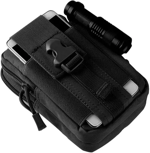 Vista 7 de Deporte al aire libre Hombres Mujeres Riñonera Bolsa de cinturón Bolsa de bicicleta Bolsa táctica Caza Muslo Bolsa Nylon Teléfono Cartera (Negro)