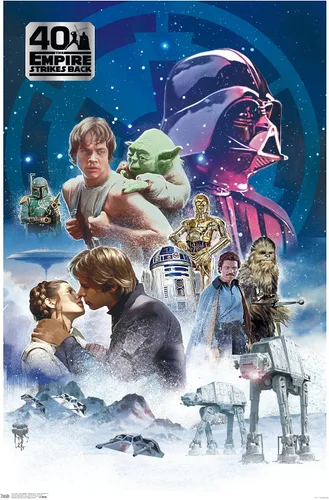 Vista 11 de Trends International Star Wars: The Empire Strikes Back 40th - Póster de pared clásico, 14.725 x 22.375 pulgadas, versión enmarcada de madera