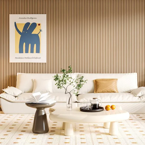 Vista 7 de Art3d Panel de pared de listones de madera de 4 piezas de 96"x5.7" para interior, techo y decoración, 15.2 pies cuadrados 4 piezas de madera natural