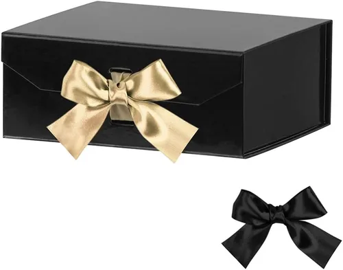 Vista 21 de GoooodGift Caja de regalo negra para regalos de 10 x 7.3 x 3.5 pulgadas, caja decorativa con cinta, caja de regalo vacía con tapa cierre magnético
