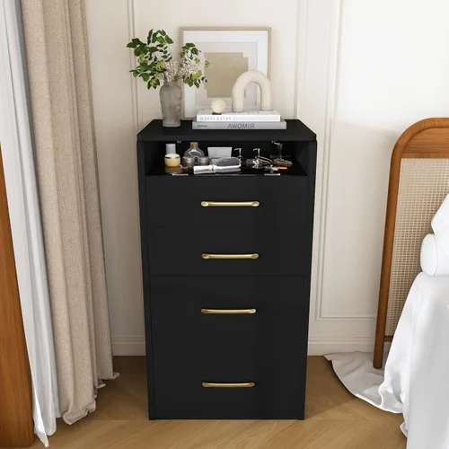 Vista 8 de Runboll 3 in 1 Small Vanity Desk with Open Top Mirror, Small Dressing Table with Visible Glass Desktop, Compact Makeup Vanity with 3 Drawers