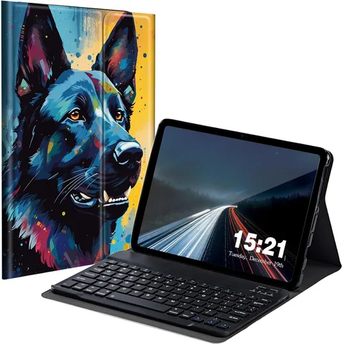Vista 8 de Funda de teclado para Samsung Galaxy Tab S6 Lite 2022/2020, Galaxy Tab S6 Lite SM-P610/P613/P615/P619 con teclado Bluetooth inalámbrico desmontable