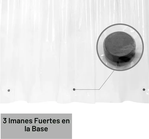 Vista 2 de Barossa Design - Forro de cortina estrecho de PEVA para ducha, con 3 imanes, impermeable, para cabina de baño pequeña, sin PVC, ojales metálicos