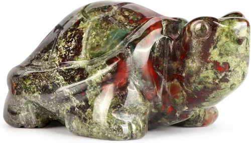 Vista 2 de Figuras de tortuga de cristal de 2 pulgadas, piedra de sangre de dragón, estatua de animal curativo, escultura de piedras preciosas de bolsillo
