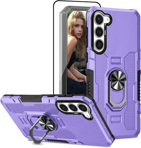 Vista 10 de Funda compatible con Samsung Galaxy S23 Plus 5G, protector de pantalla HD. Soporte magnético integrado, resistente a los golpes, de grado militar