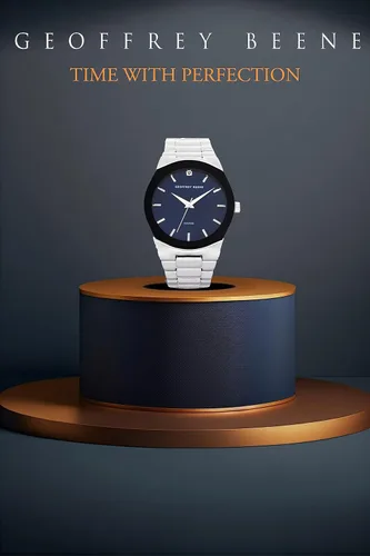 Vista 4 de Geoffrey Beene Reloj analógico de acero inoxidable con movimiento de cuarzo para hombre, regalo para hombres, formal o de negocios, casual