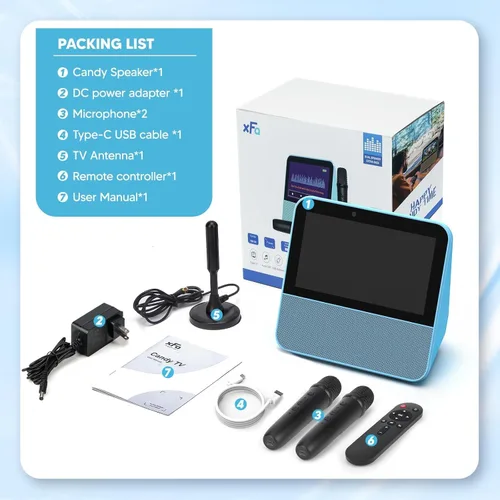 Vista 8 de Mini TV portátil de 7 pulgadas: pantalla táctil HD 1080P Smart TV portátil con sintonizador ATSC - Máquina de karaoke con Bluetooth - TV con batería