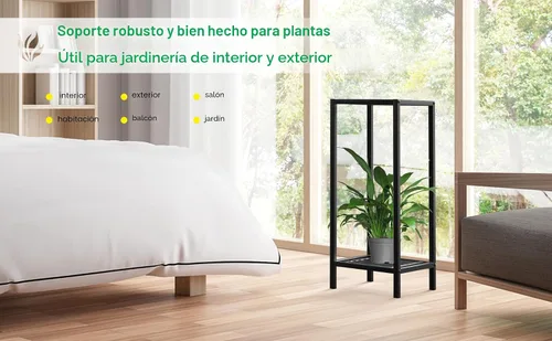 Vista 7 de Zhongma Soporte para Plantas de Interior y Exterior de 2 Niveles de 30" de Alto, 12 L x 12 W x 30 H pulgadas, Soporte de Flores de Metal Cuadrado