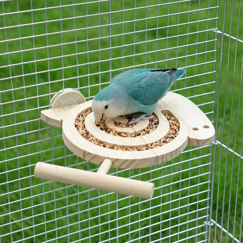 Vista 7 de Juguetes de forraje para pájaros con perca - Juguetes de madera para aves