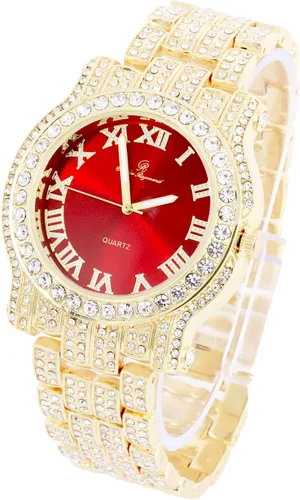 Vista 5 de Reloj totalmente incrustado con brillantes de cristal, muy brillante, con brazalete (L0504B)