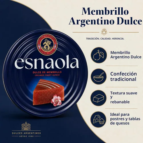 Vista 5 de Esnaola Dulce de Membrillo 24.69 oz Postre de pasta de membrillo argentino