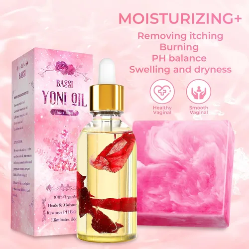 Vista 6 de Yoni - Barras de jabón y 2 piezas de aceite natural de Yoni, lavado vaginal de aceite de Yoni natural para mujeres, lavado femenino, desodorantes