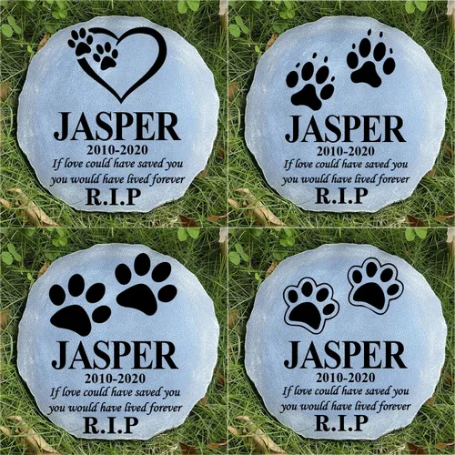 Vista 7 de Piedra conmemorativa personalizada para perros y gatos, piedra conmemorativa personalizada para mascotas con huella de pata, regalo por pérdida